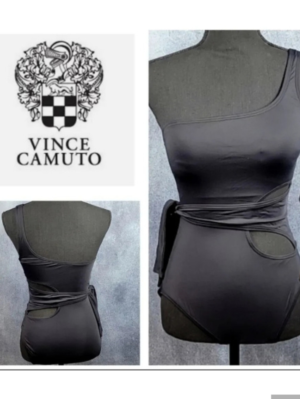 Vince Camuto Black Asymmetrical One-Piece Swimsuit
